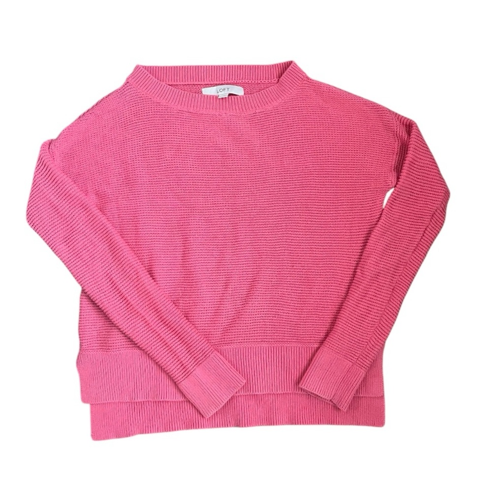 Loft pink knit cropped sweater! size: s